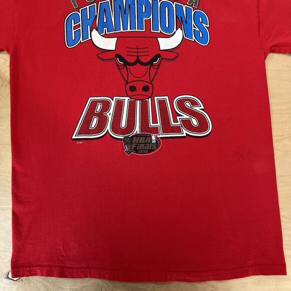 Vintage Chicago Bulls Shirt XL Red 1996 NBA Finals Champs Miro Michael Jordan - Picture 4 of 7